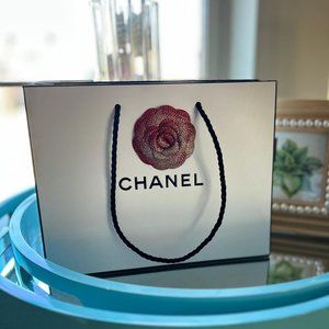 Authentic CHANEL Paper Bag with Camellia Flower